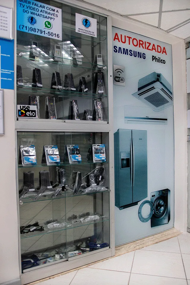 Balcão da Eletrônica TV Vídeo, assistência Samsung em Salvador